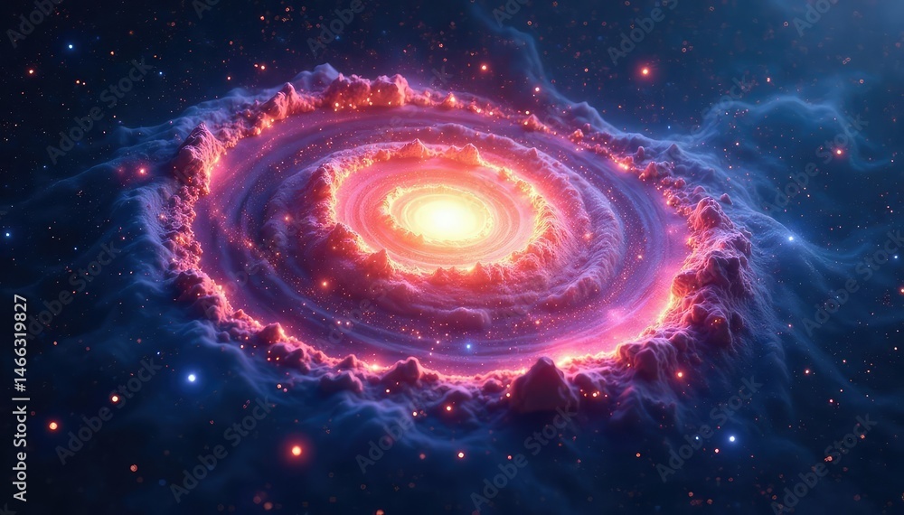 Fototapeta premium Stunning image of a spiral galaxy swirling in the vast expanse of space, showcasing its vibrant colors and intricate details , black hole, faraway
