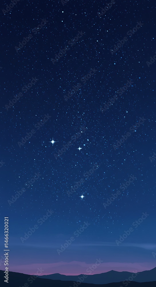 Obraz premium Celestial Night: Starry Sky over Silhouetted Hills
