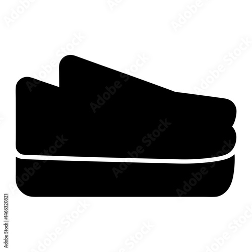flats vector silhouette icon, black and white illustration of footwear.