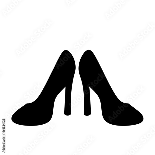 heels vector silhouette icon, black and white illustration of footwear.