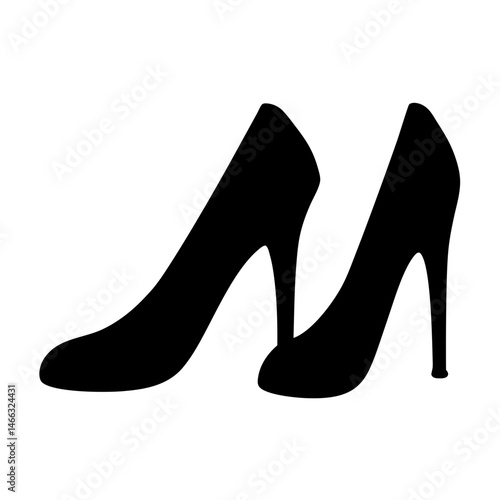 heels vector silhouette icon, black and white illustration of footwear.