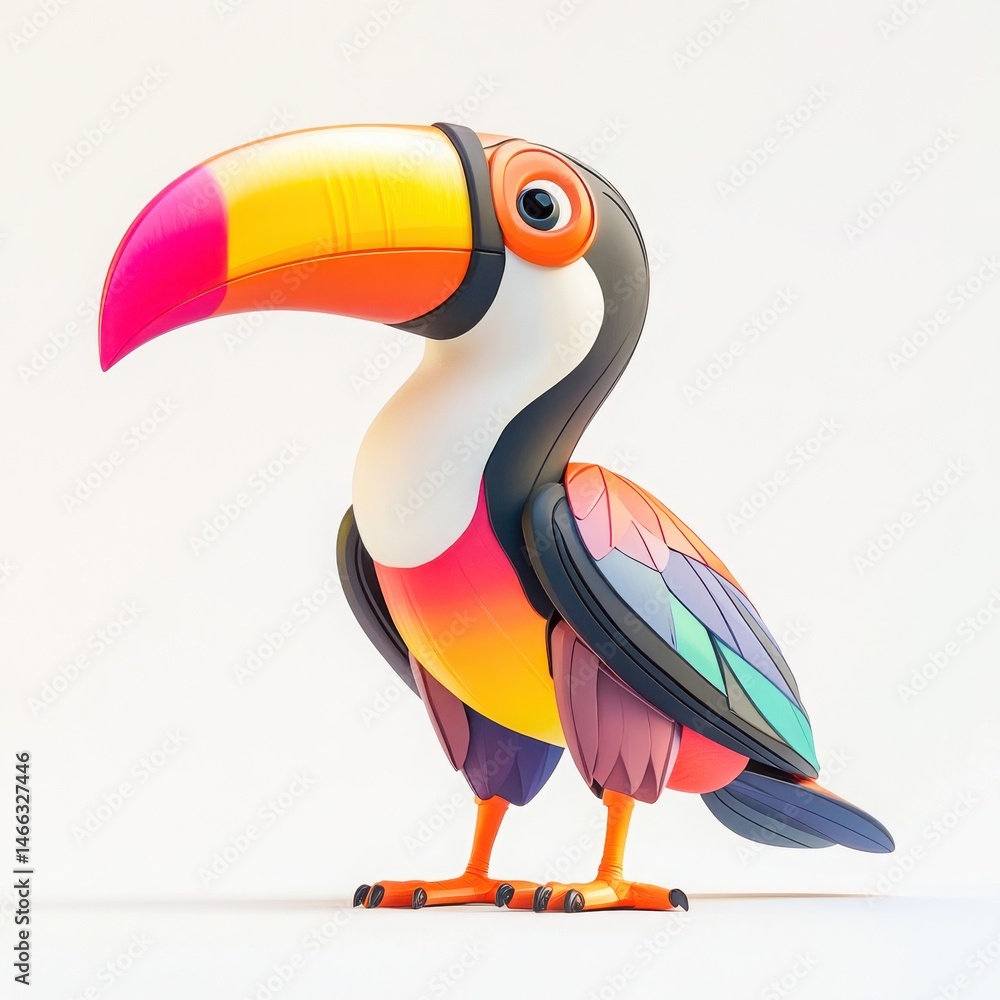 Naklejka premium Colorful toucan bird illustration on white background