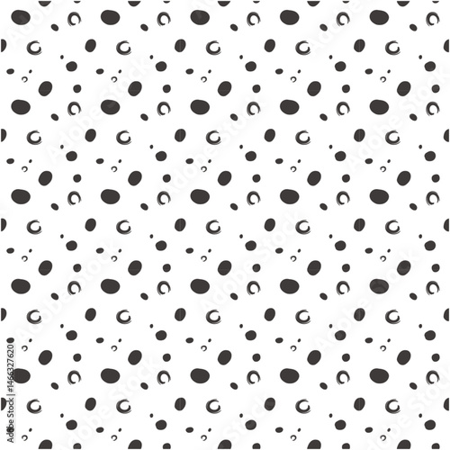 ペンで描いたようなラフなドット柄のモノクロ背景 シームレスパターン