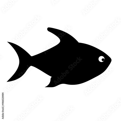 lemon tetra fish vector silhouette icon, black and white illustration of fish.