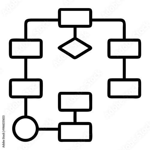 Flowchart diagram template for business process mapping and workflow optimization visualization tool design isolated on transparent background