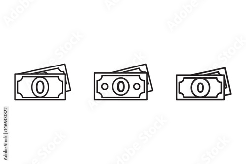 simple black outline banknote vector icon