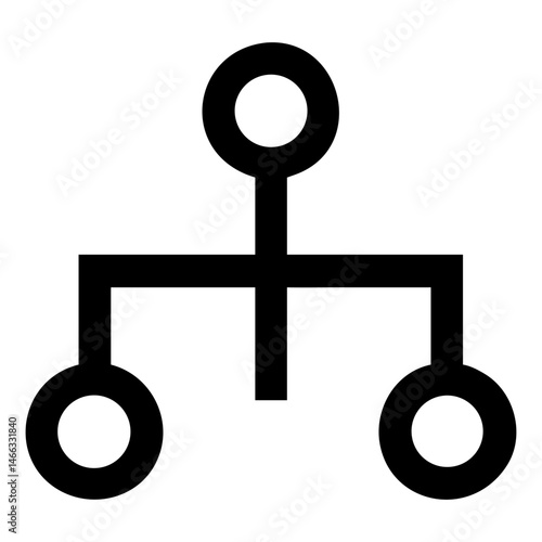 Hierarchy diagram icon for organizational chart and data structure representation with circles and lines isolated on transparent background