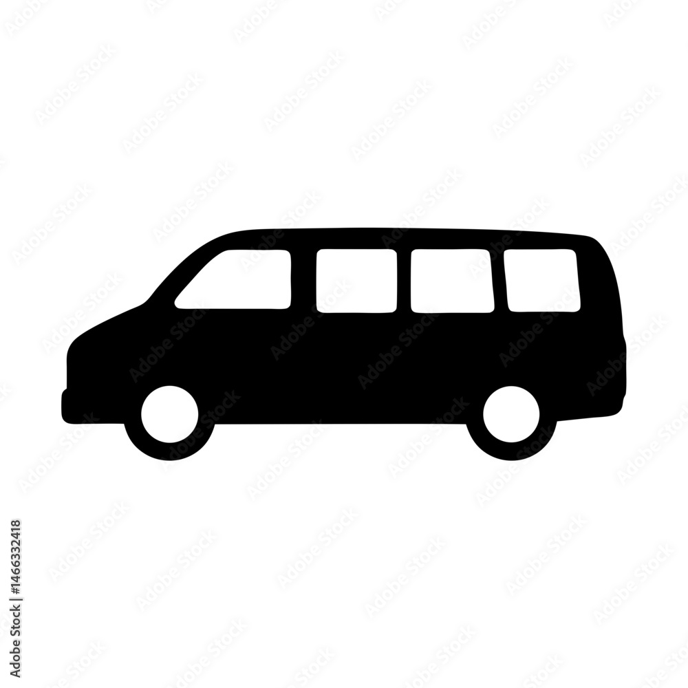 minivan , black and white illustration of vehicles. minivan , black and white illustration of vehicles.