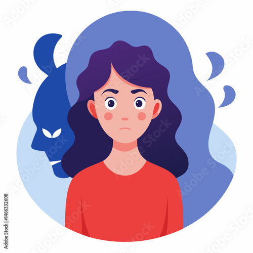 Girl with social phobia vector on white background.
