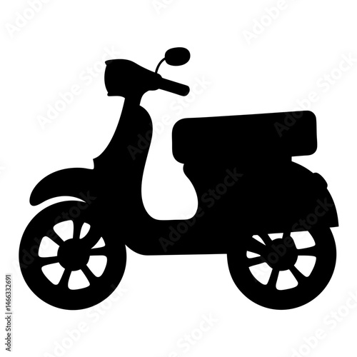 moped , black and white illustration of vehicles.