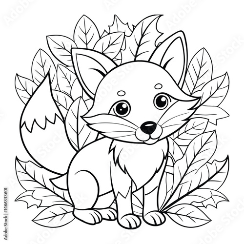 Fox Painting Autumn Leaves in a Forest