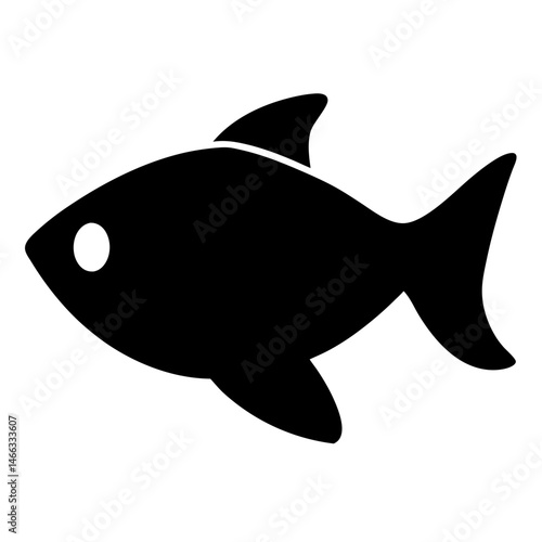 neon tetra fish vector silhouette icon, black and white illustration of fish.