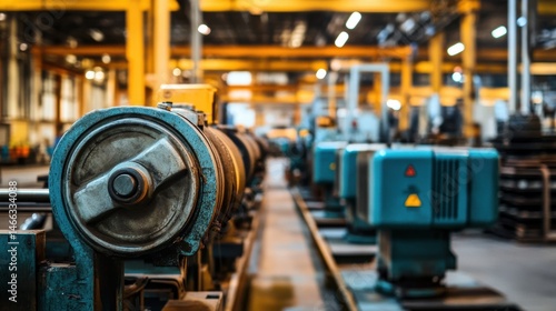 Wallpaper Mural Ultra quality image of industrial Electric Motors on Factory Floor with Modern Machinery in Background. Torontodigital.ca