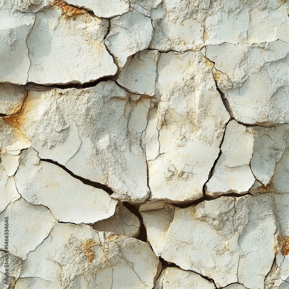 Fototapeta premium Close Up of Cracked Weathered Surface in Beige and Off White Tones