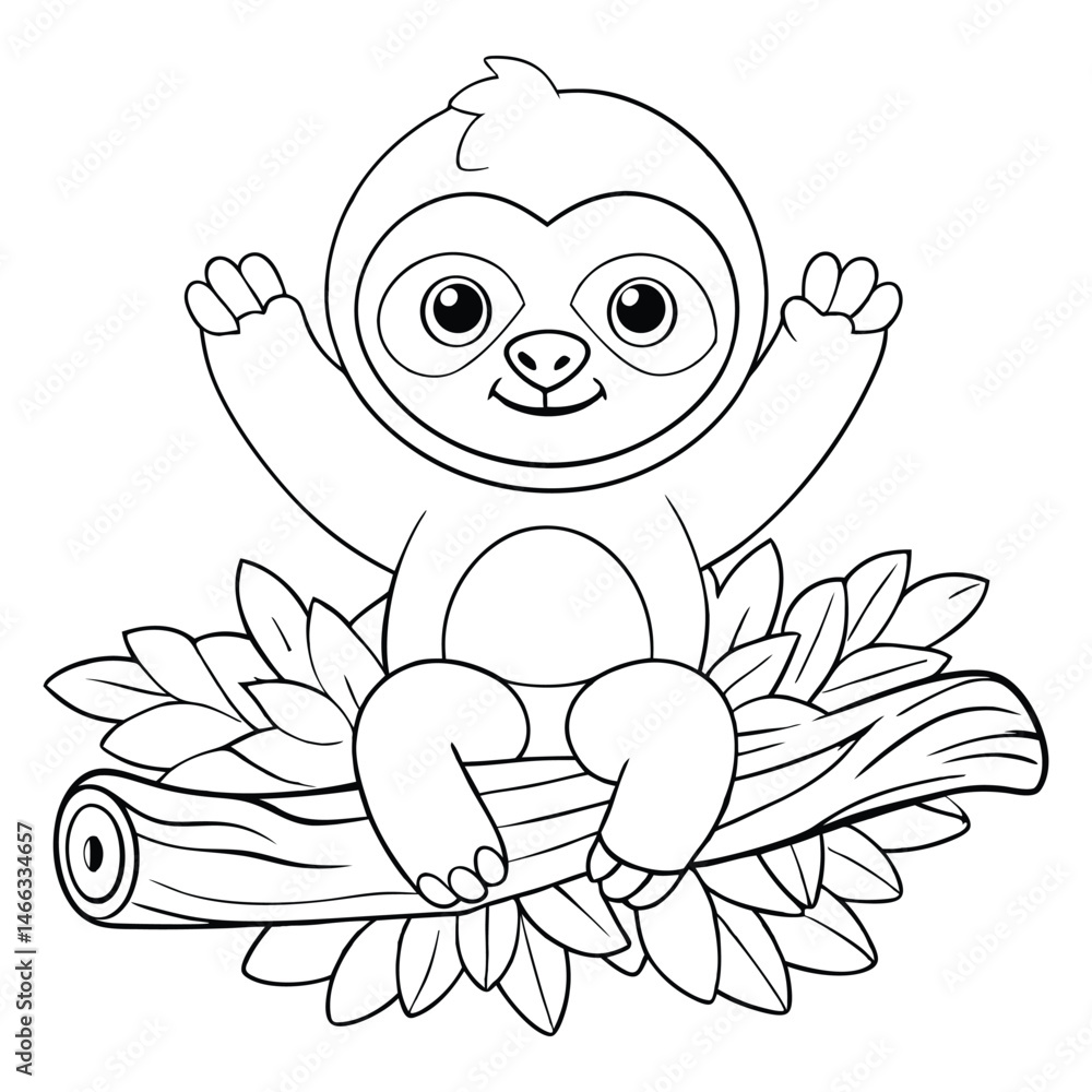Obraz premium Sloth Doing Yoga on a Mossy Tree Branch