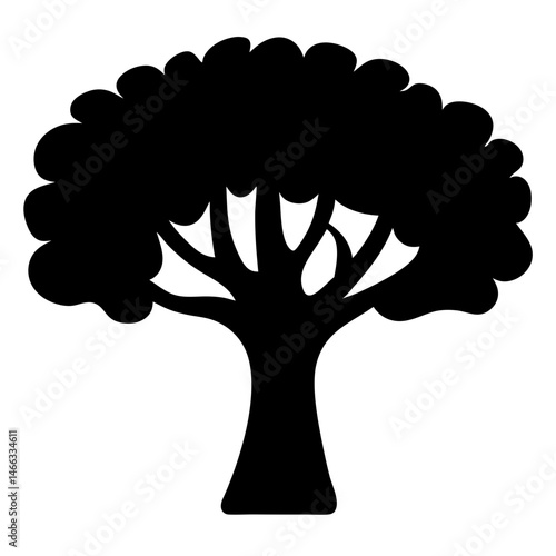 orange tree vector silhouette icon, black and white illustration of trees.