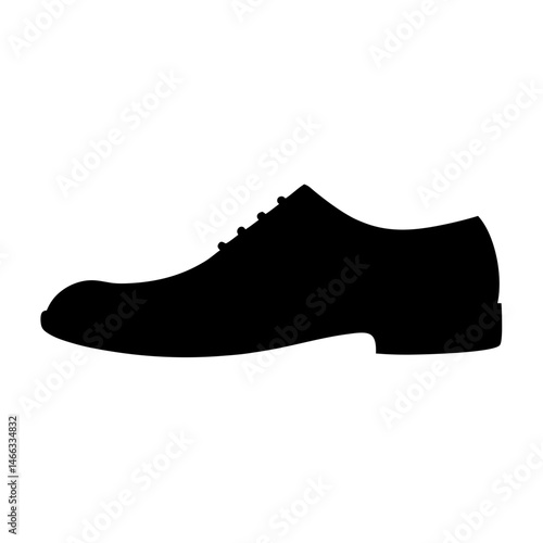 oxfords vector silhouette icon, black and white illustration of footwear.