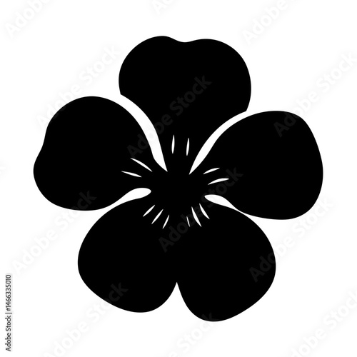 Black and white illustration of pansy , flower silhouette vector designs.