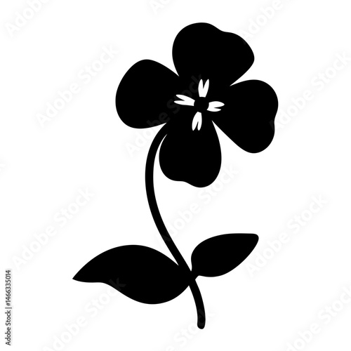 Black and white illustration of pansy , flower silhouette vector designs.