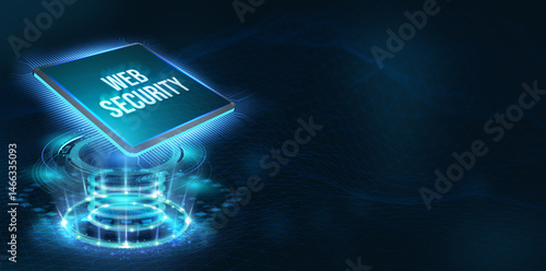Web security. Cyber security, computer data encryption and internet protection. 3d illustration