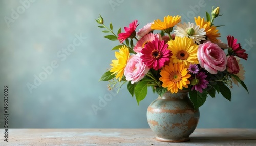 Wallpaper Mural A bouquet of colorful flowers arranged in a rustic vase , bright, petals Torontodigital.ca