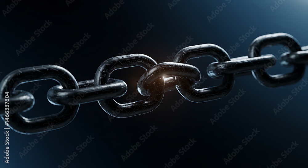 Obraz premium Detailed Close-Up of a Metallic Chain with Dramatic Lighting and Texture