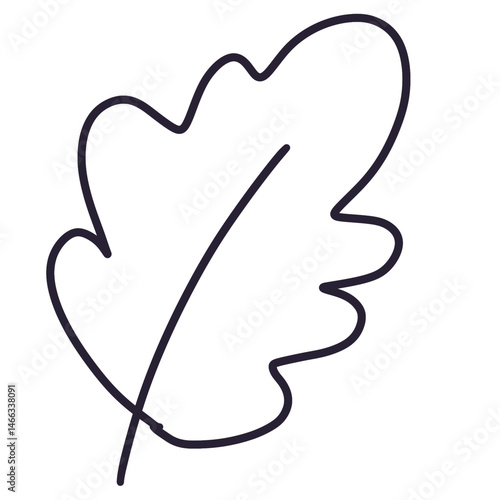 Minimal Oak Leaf Line Art | Hand Drawn Autumn Nature Icon