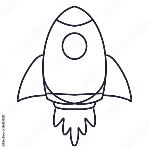 cartoon rocket isolated on white Rocket Line Art | Minimal Hand Drawn Space Doodle Icon