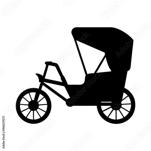 rickshaw , black and white illustration of vehicles.