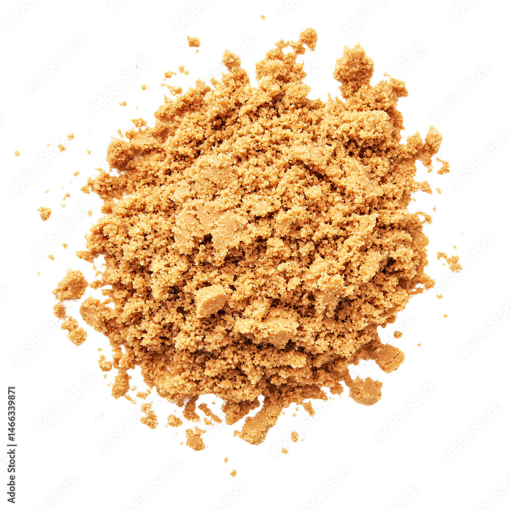 Pile of brown sugar granules on a transparent background, a sweet ingredient for baking and cooking, adding rich flavor and texture to desserts Pile of brown sugar granules on a transparent background, a sweet ingredient for baking and cooking, adding rich flavor and texture to desserts