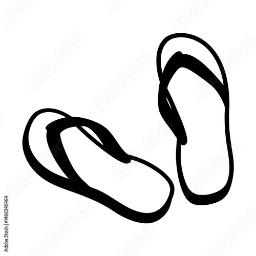 sandals vector silhouette icon, black and white illustration of footwear.