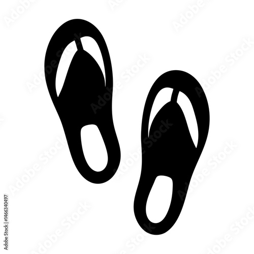 sandals vector silhouette icon, black and white illustration of footwear.