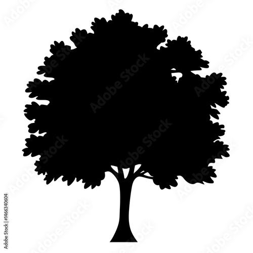 sassafras tree vector silhouette icon, black and white illustration of trees.