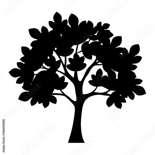 sassafras tree vector silhouette icon, black and white illustration of trees.