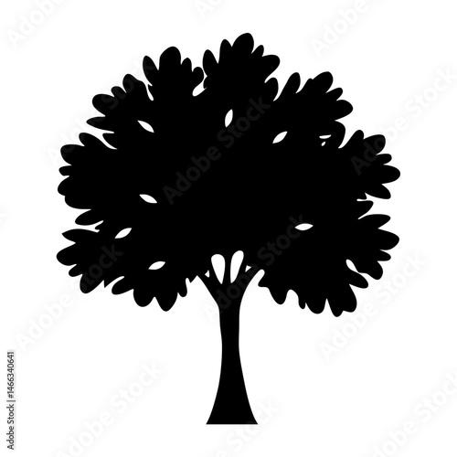 sassafras tree vector silhouette icon, black and white illustration of trees.