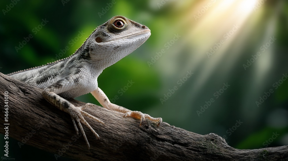 Obraz premium A small lizard basking in the sun on a branch