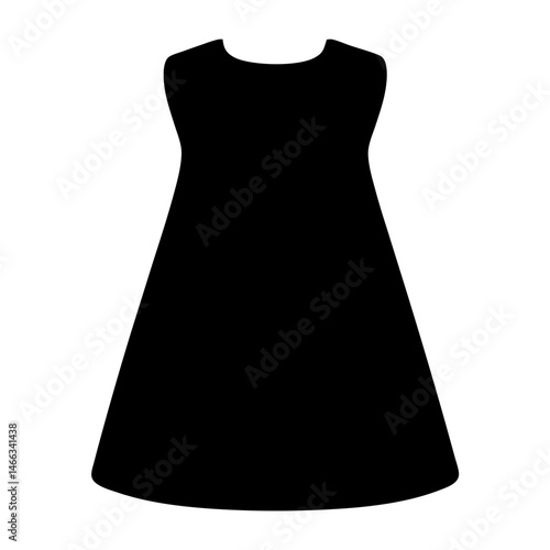 shift dress vector silhouette icon, black and white illustration of clothing.