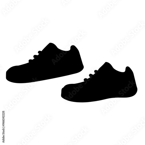 sneakers vector silhouette icon, black and white illustration of footwear.