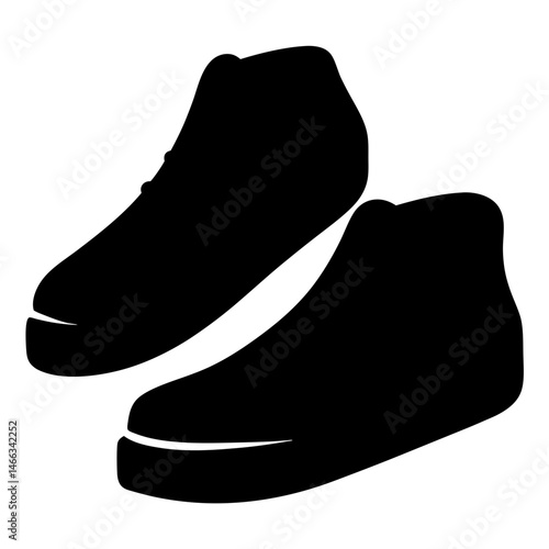 sneakers vector silhouette icon, black and white illustration of footwear.