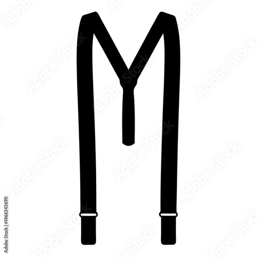 suspenders vector silhouette icon, black and white illustration of footwear.