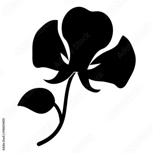 Black and white illustration of sweet pea , flower silhouette vector designs.