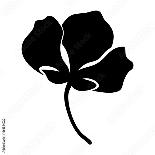 Black and white illustration of sweet pea , flower silhouette vector designs.