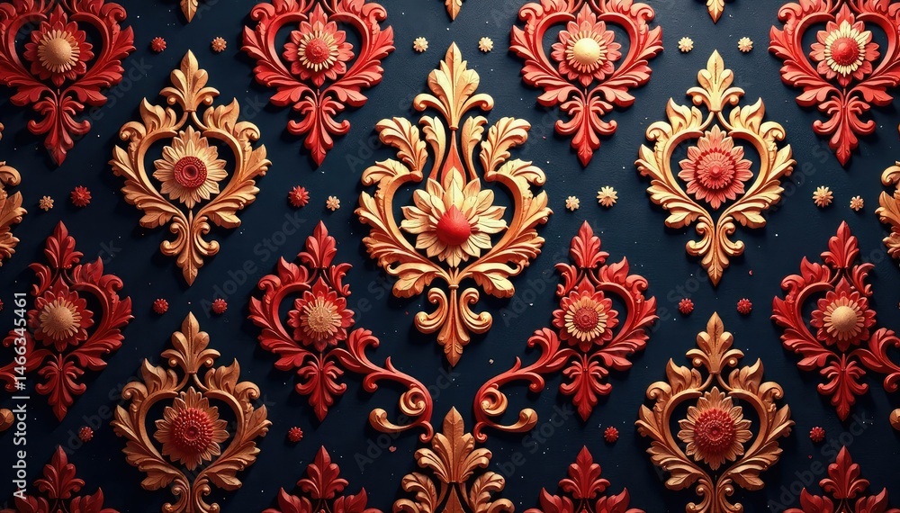 Elegant floral damask-style pattern, intricate & luxurious, perfect for upholstery, floral pattern, upholstery Elegant floral damask-style pattern, intricate & luxurious, perfect for upholstery, floral pattern, upholstery