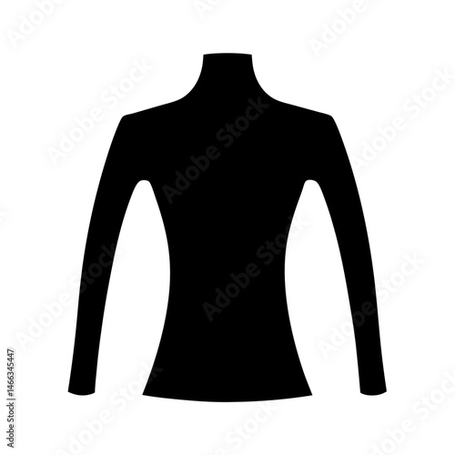 tunic vector silhouette icon, black and white illustration of clothing.