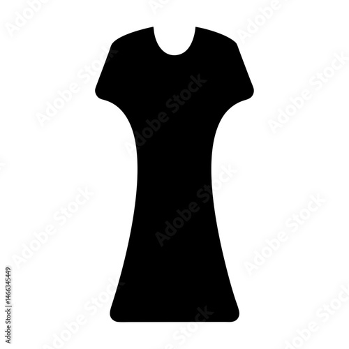 tunic vector silhouette icon, black and white illustration of clothing.
