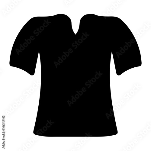 tunic vector silhouette icon, black and white illustration of clothing.