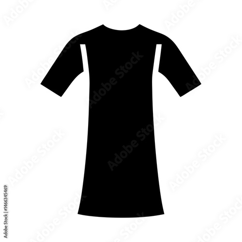 tunic vector silhouette icon, black and white illustration of clothing.