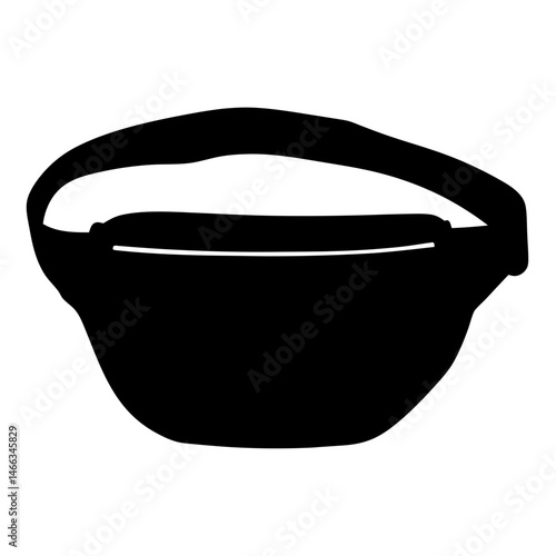 waist bags fanny packs vector silhouette icon, black and white illustration of footwear.