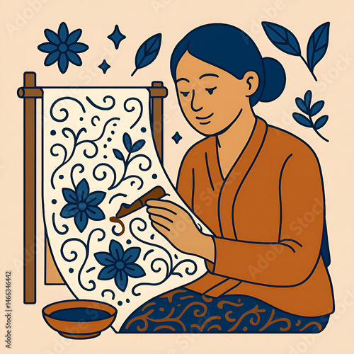 Women make traditional batik