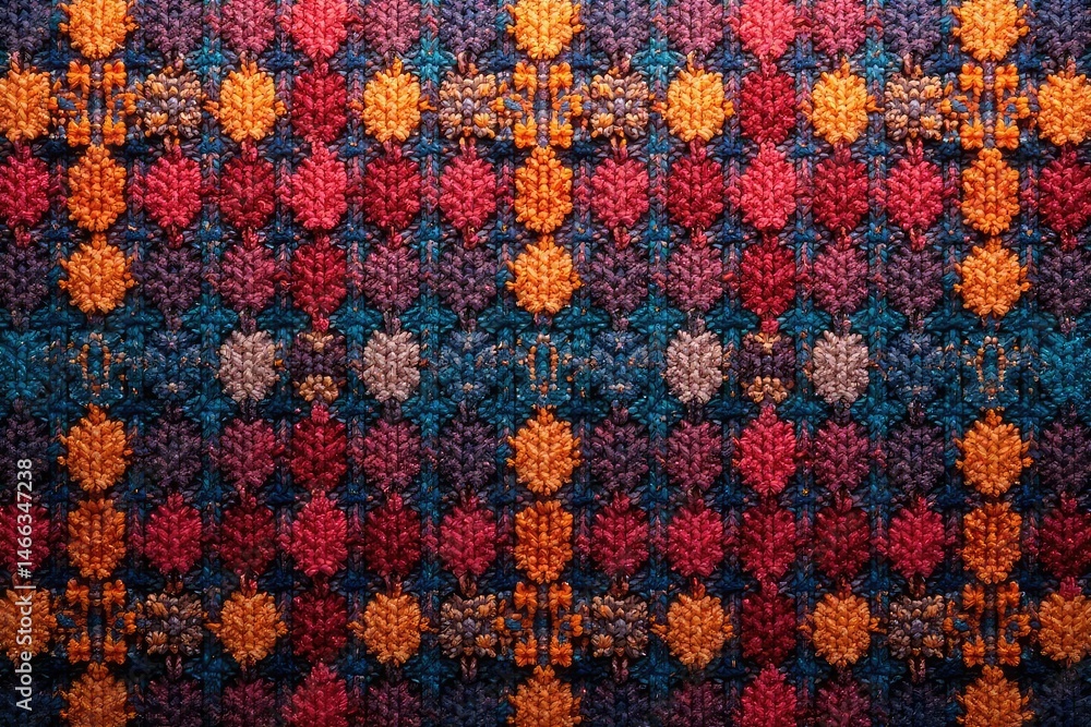 Intricate woven textile, repeating geometric design, vibrant, surface Intricate woven textile, repeating geometric design, vibrant, surface